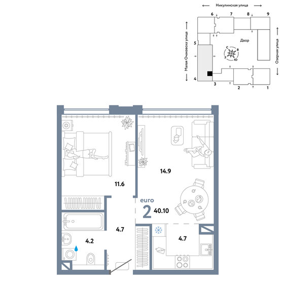 40,1 м², 2-комнатная квартира 18 790 000 ₽ - изображение 27