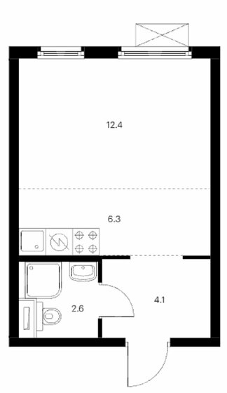 25,4 м², квартира-студия 3 750 000 ₽ - изображение 1