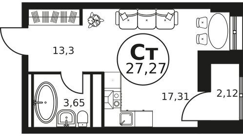 27,6 м², квартира-студия 4 940 000 ₽ - изображение 12