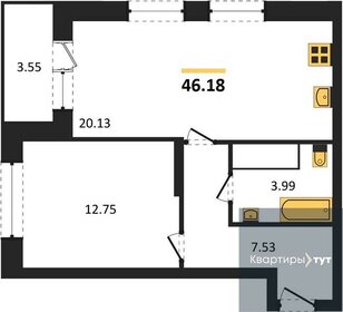 Квартира 46,2 м², 1-комнатная - изображение 1