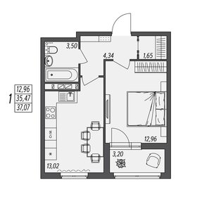 Квартира 37,1 м², 1-комнатная - изображение 1