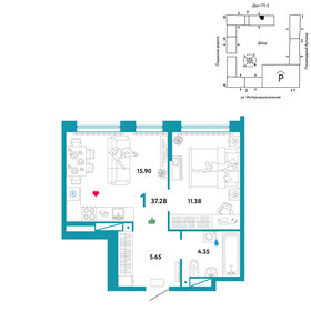 35,3 м², 1-комнатная квартира 4 390 000 ₽ - изображение 104