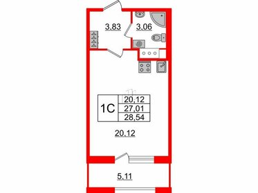 Квартира 27 м², студия - изображение 1