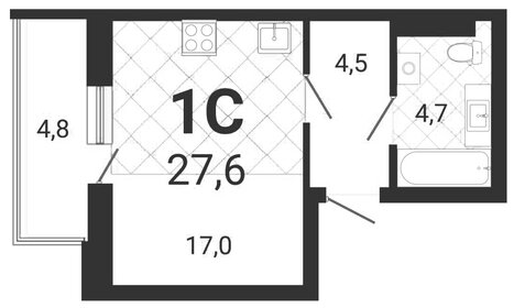 Квартира 27,6 м², студия - изображение 1