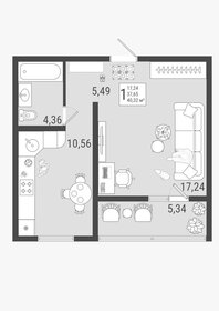 42 м², 1-комнатная квартира 4 400 000 ₽ - изображение 31