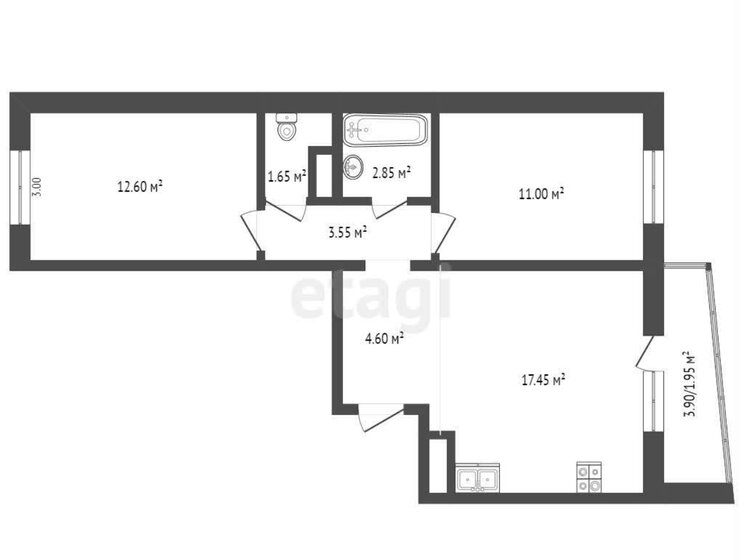 53 м², 2-комнатная квартира 8 200 000 ₽ - изображение 1