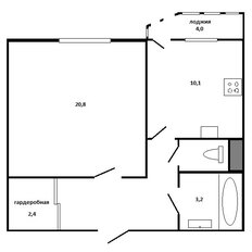 Квартира 43,7 м², 1-комнатная - изображение 1