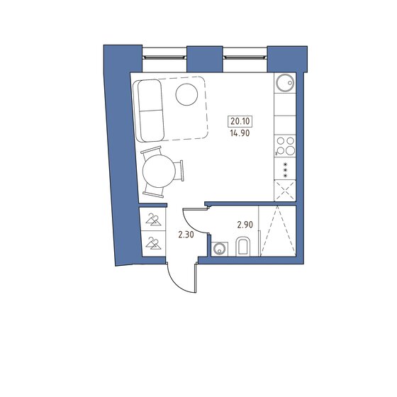 20,1 м², квартира-студия 5 929 500 ₽ - изображение 1
