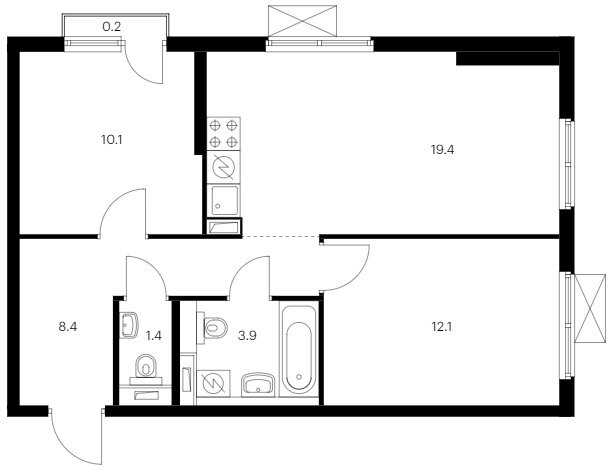 55,5 м², 2-комнатная квартира 9 900 000 ₽ - изображение 25