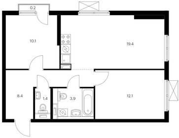 Квартира 55,5 м², 2-комнатная - изображение 1