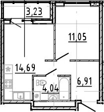 Квартира 38,3 м², 1-комнатная - изображение 1