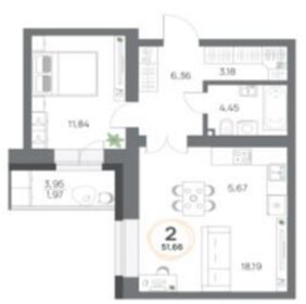 Квартира 51,6 м², 2-комнатная - изображение 1