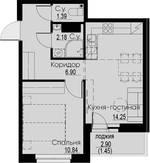37 м², 1-комнатная квартира 5 240 400 ₽ - изображение 1