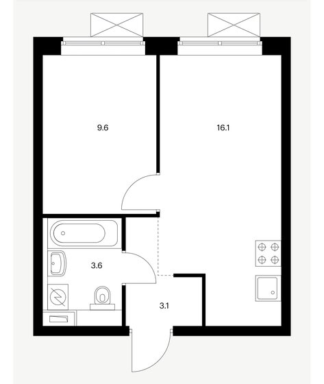 32,4 м², 1-комнатная квартира 11 490 000 ₽ - изображение 1