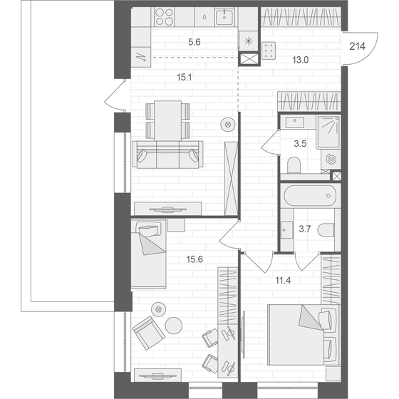 67,9 м², 2-комнатная квартира 29 541 048 ₽ - изображение 1