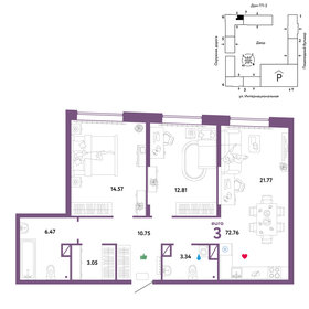 72,2 м², 3-комнатная квартира 7 640 000 ₽ - изображение 18
