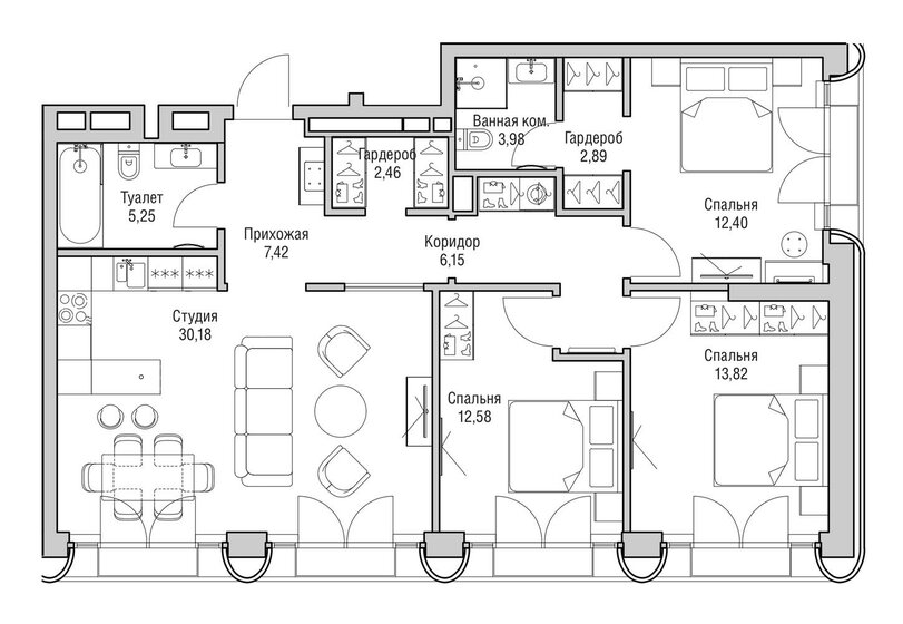 75,8 м², 2-комнатная квартира 50 021 400 ₽ - изображение 1