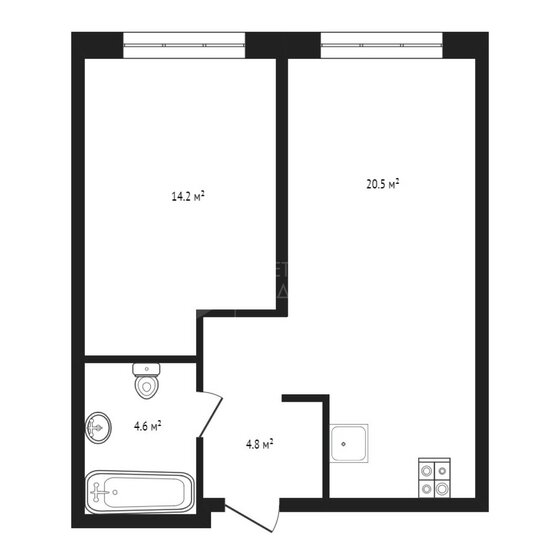 44 м², 2-комнатная квартира 9 500 000 ₽ - изображение 1