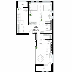 Квартира 113,6 м², 3-комнатная - изображение 1