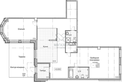 Квартира 156,2 м², 1-комнатная - изображение 1