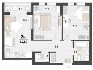 Квартира 54,8 м², 2-комнатная - изображение 1