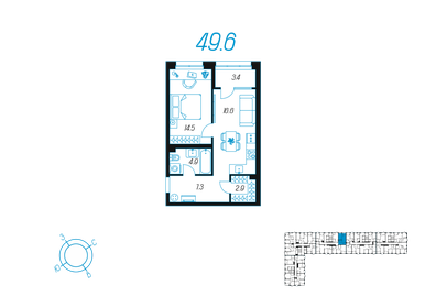 50 м², 1-комнатная квартира 8 299 000 ₽ - изображение 34