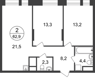 62,6 м², 2-комнатная квартира 15 656 384 ₽ - изображение 44