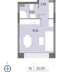 Квартира 22 м², студия - изображение 2