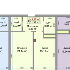 Квартира 51,3 м², 1-комнатная - изображение 3