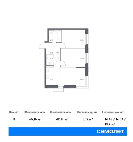 65,2 м², 2-комнатная квартира 19 970 360 ₽ - изображение 1