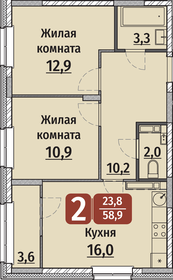 58 м², 2-комнатная квартира 6 490 000 ₽ - изображение 71