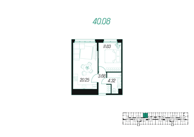 40,1 м², 1-комнатная квартира 4 562 097 ₽ - изображение 13