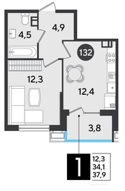37,6 м², квартира-студия 5 829 550 ₽ - изображение 19