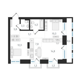 Квартира 62,6 м², 3-комнатная - изображение 1