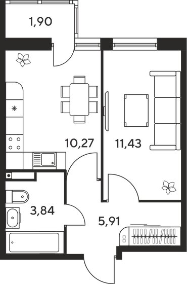 33,8 м², 1-комнатная квартира 4 330 000 ₽ - изображение 1