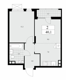 Квартира 40,1 м², 2-комнатная - изображение 1