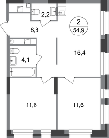 55,5 м², 2-комнатная квартира 12 500 000 ₽ - изображение 27