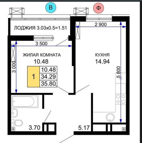 43,9 м², 1-комнатная квартира 7 400 000 ₽ - изображение 50