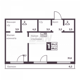 64,8 м², 2-комнатная квартира 8 424 000 ₽ - изображение 8