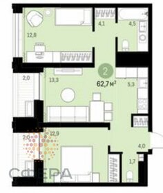 Квартира 63 м², 3-комнатная - изображение 1