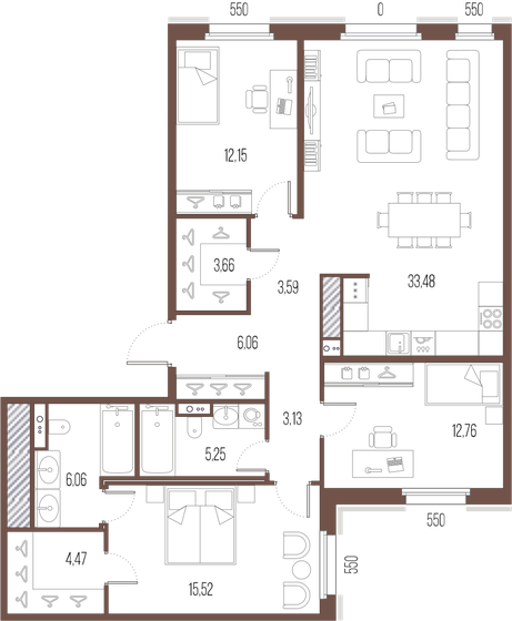 106,1 м², 3-комнатная квартира 35 521 712 ₽ - изображение 1