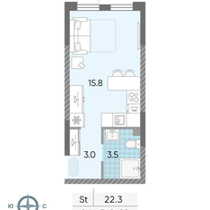 Квартира 22,3 м², студия - изображение 2