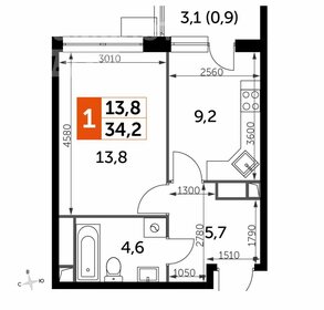 Квартира 34,2 м², 1-комнатная - изображение 1