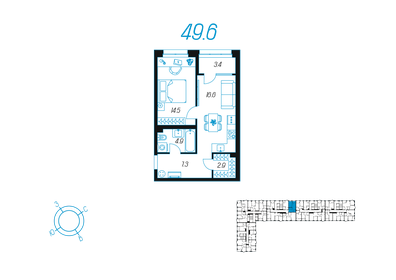50 м², 1-комнатная квартира 8 299 000 ₽ - изображение 40