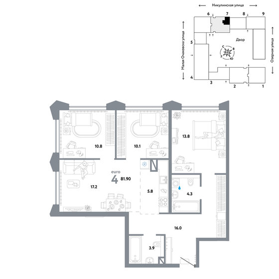81,9 м², 4-комнатная квартира 32 890 000 ₽ - изображение 1