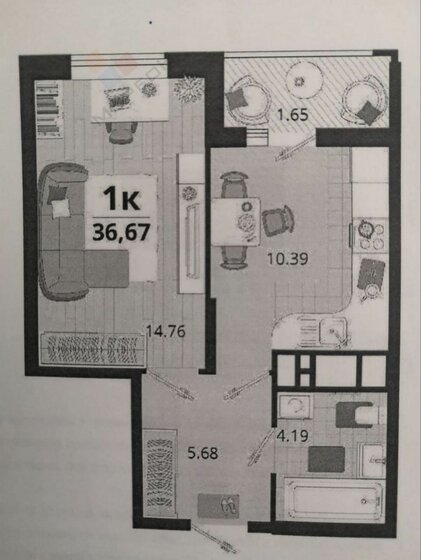 36,7 м², 1-комнатная квартира 4 400 000 ₽ - изображение 1