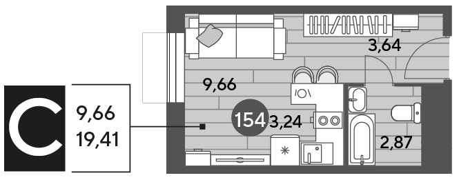 Квартира 19,4 м², студия - изображение 1