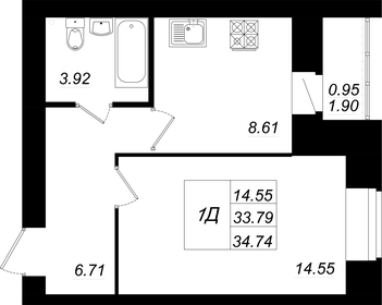 34,7 м², 1-комнатная квартира 5 510 000 ₽ - изображение 29