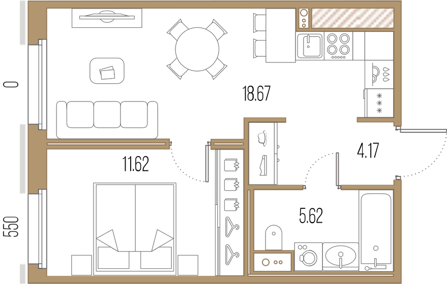 40,1 м², 1-комнатная квартира 16 412 760 ₽ - изображение 1