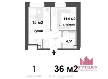 Квартира 36 м², 1-комнатная - изображение 1